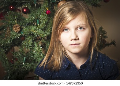 Sad Girl At Christmas Time