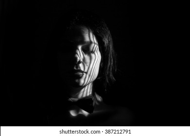 Sad Girl Closed Eyes Dark Monochrome Stock Photo 387212791 | Shutterstock