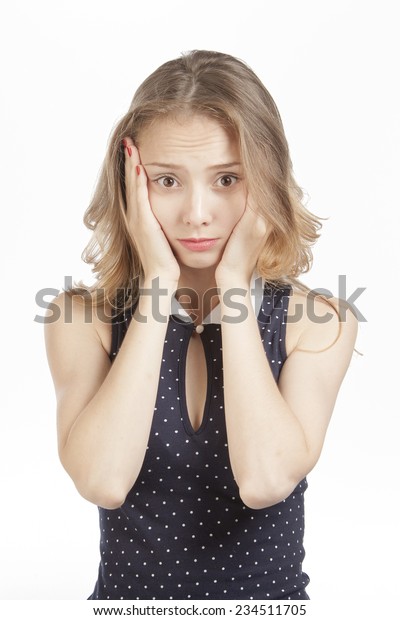 Sad Girl Put Her Hands Over Stock Photo (Edit Now) 234511705