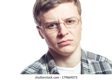 sad guy in eyeglasses