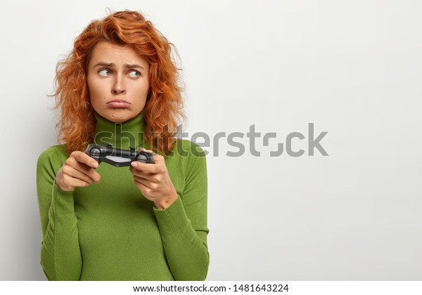 Sad Hipster Has Red Wavy Hair Stock Photo Edit Now 1481643224