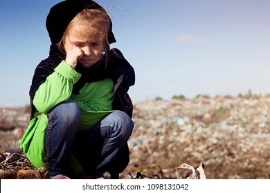 Sad Homeless Baby Wipes Tear Closeup