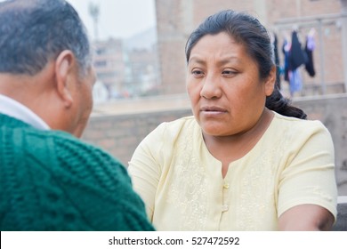 Sad Latin Woman With Her Father