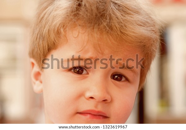 Sad Little Child Stylish Haircut Little Stock Photo Edit