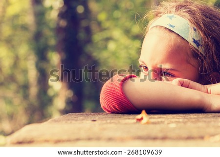 Similar – Portrait of sad little boy