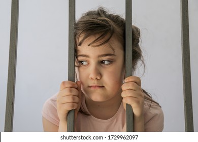 Sad Little Girl Behind Bars Stock Photo 1729962097 | Shutterstock