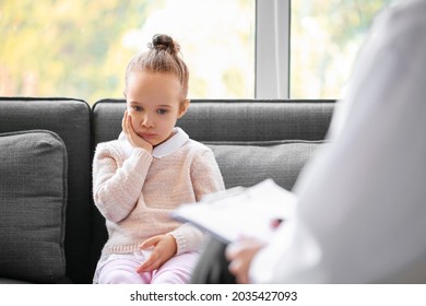 Sad Little Girl At Child Psychologist's Office