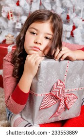 Sad Little Girl At Christmas