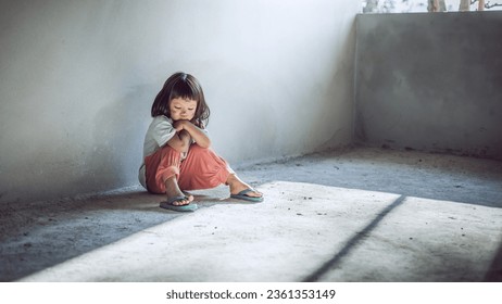 sad little girl alone