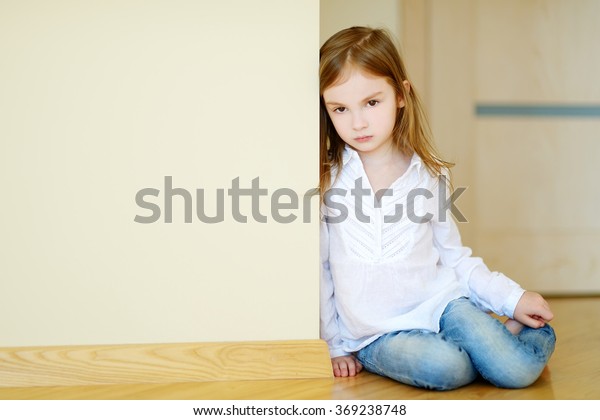 Sad Little Girl Sitting On Floor Stock Photo 369238748 | Shutterstock