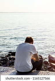 Sad Lonely Man On Sea Background Stock Photo 1165127566 | Shutterstock