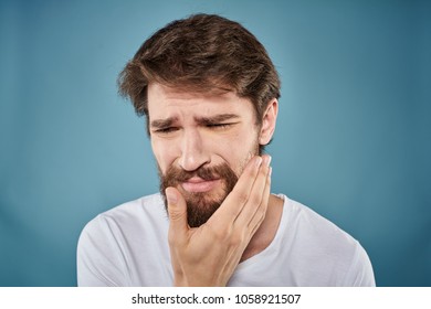 Sad Man Beard On Blue Background Stock Photo 1058921507 | Shutterstock