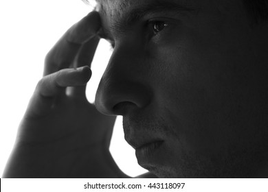 Sad Man Silhouette On A White Background