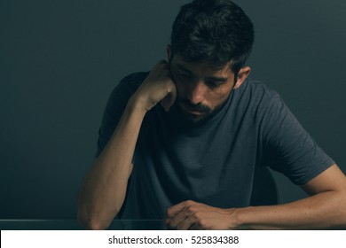 Sad Man Sitting Dark Room Depression Stock Photo 525834388 | Shutterstock