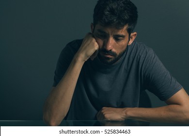 Sad Man Sitting Dark Room Depression Stock Photo 525834388 | Shutterstock