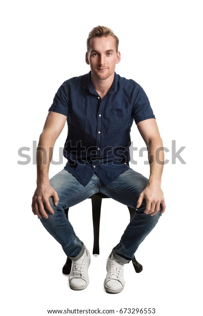 Sad Man Sitting Down On Stool Stock Photo 673296553 | Shutterstock