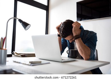 Sad Man Working In Office