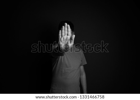 Similar – depressed man closes his eyes with his hands