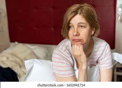 Sad Middleaged Woman Sitting On Bed Stock Photo 1652941714 | Shutterstock