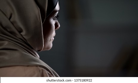 Sad Muslim Lady In Hijab Suffering From Unhappy Marriage, Family Problems