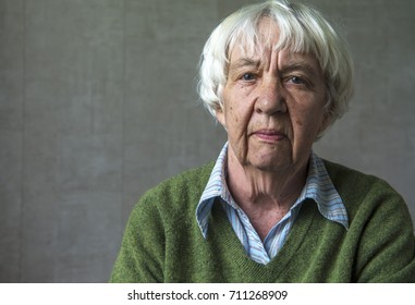 Sad Old Grayhaired Woman Portrait Stock Photo (Edit Now) 711268909