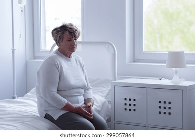 Sad Older Woman Left Alone In Hospital