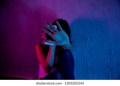 Sad And Scared Female Teenager With Computer Laptop Suffering Cyberbullying And Harassment Being Online Abused By Stalker Or Gossip Feeling Desperate And Humiliated In Cyber Bullying