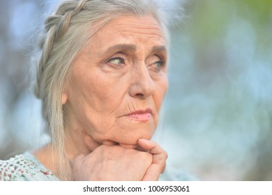 Sad Senior Beautiful   Woman 