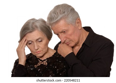 Sad Senior Couple Isolated On White Background