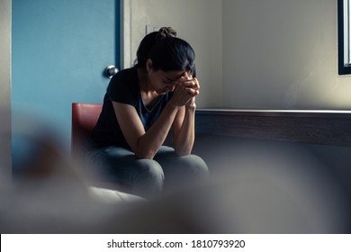sad serious illness woman.depressed emotion panic attacks alone sick people fear stressful.crying begging help.stop abusing domestic violence,person with health anxiety, bad frustrated exhausted 