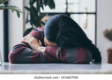 Sad Serious Illness Woman.depressed Emotion Panic Attacks Alone Sick People Fear Stressful Crying.stop Abusing Domestic Violence,help Person With Health Anxiety,thinking Bad Frustrated Exhausted