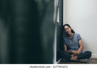 sad serious illness woman.depressed emotion panic attacks alone sick people fear stressful crying.stop abusing domestic violence,help person with health anxiety,thinking bad frustrated exhausted - Shutterstock ID 2177491671