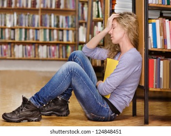 Sad Student In Library