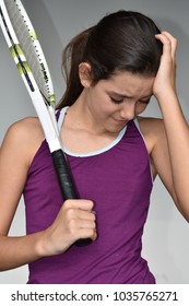 Sad Teen Female Tennis Player