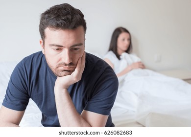 Sad and thoughtful man after arguing with his girlfriend