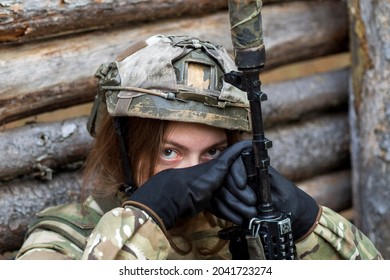 Sad Tired Girl Military Uniform Sitting Stock Photo 2041723274 ...