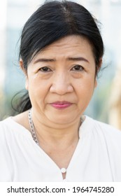 Sad Unhappy Asian Old Senior Woman Negative Facial Expression With Worry And Problem In Life