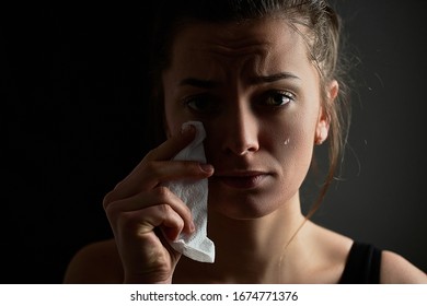 Sad Unhappy Grieving Crying Woman Tears Stock Photo 1674771376 ...