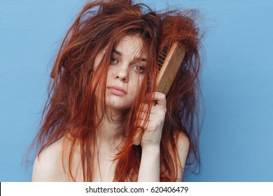 Sad Woman Bad Hair, Hair Loss, Poor Hair Care