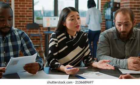 Sad Woman Begging For Chance After Losing Business Job, Feeling Displeased About Getting Fired. Jobless Person In Despair Leaving Office Work, Being Discharged From Corporate Career.