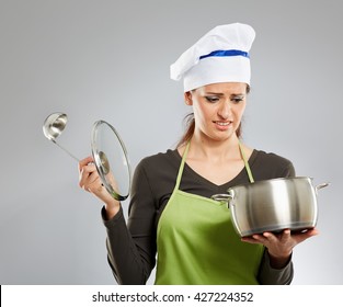 Sad Woman Cook Disappointed About The Outcome Of Her Recipe