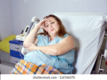 Sad Woman In The Hospital, Obesity Treatment In Hospital,