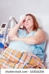 Sad Woman In The Hospital, Obesity Treatment In Hospital,