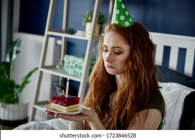 Sad Woman Lonely At Her Birthday 