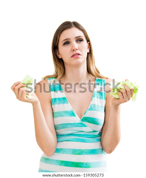 Sad Woman Tissues On White Background Stock Photo Shutterstock