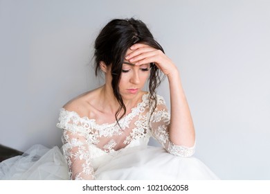 Sad and Worried Bride  in her Wedding Day - Powered by Shutterstock