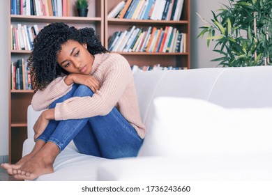 Sad young black woman portrait feeling negative emotions