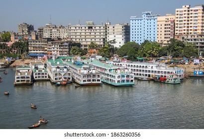 Sadarghat, Dhaka, Bangladesh - 10th November 2020 : Sadarghat is situated on the banks of the Buriganga river. It is known as the largest and busiest river port in Bangladesh.