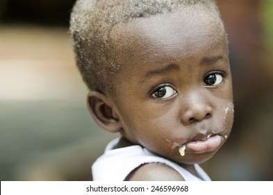 Sadness Despair Depression Symbol: Little African Black Boy Crying Sadly