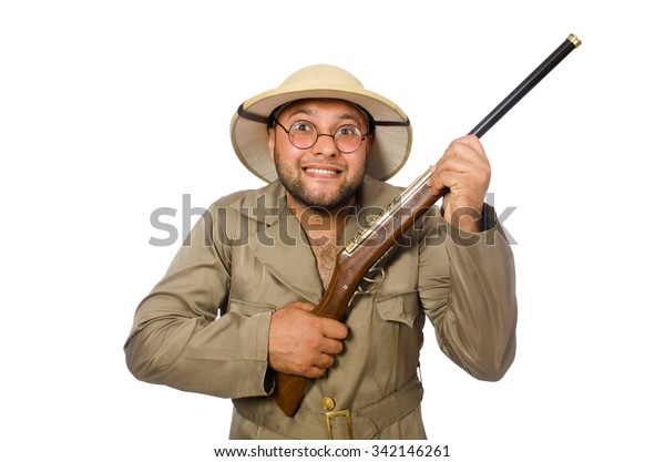 Safari Hunter Isolated On White Stock Photo 342146261 | Shutterstock